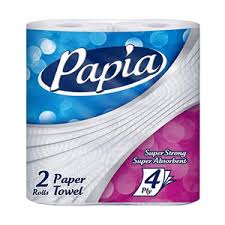 دستمال کاغذی لوله اي رول بزرگ 2 قلو پاپيا